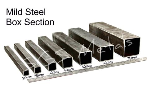 box steel lengths|steel box section sizes chart.